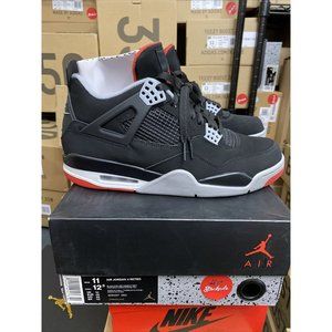 Nike Air Jordan 4 Retro OG Bred Black Red Shoes 308497-060 Men's Size 15